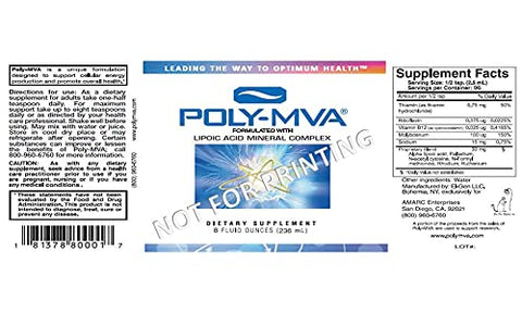 Poly-MVA Dietary Supplement 8 fl (230 ml) - 236 mls (One Unit) Poly-MVA Dietary Supplement 8 fl (230 ml) - 236 mls (One Unit)