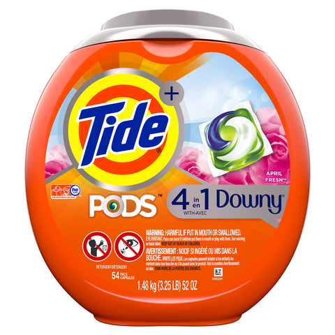 Tide Pods Plus Downy He Turbo Laundry Detergent Pacs, April Fresh, 54 Count