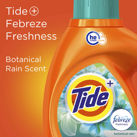 Tide plus Febreze Freshness Botanical Rain HE Turbo Clean Liquid Laundry Dete...