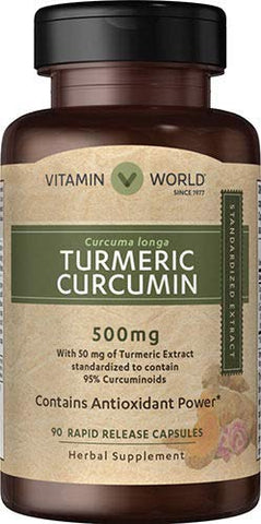 Vitamin World Turmeric Curcumin 500mg 90 Capsules, Standardized to Contain 95...