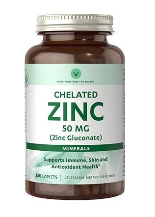 Vitamin World Chelated Zinc 50 mg Zinc Gluconate 250 caplets