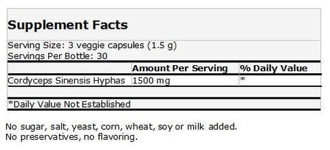 Meditalent - Cordyceps Sinensis Hyphas Mycelium - 500mg - 90 Capsules