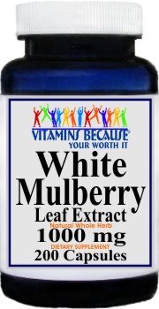 Vitamins Because - White Mulberry Leaf Extract - 1000mg per Serving - 200 Cap...