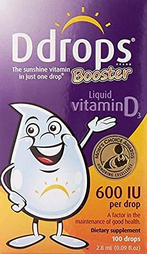 Ddrops, Booster, Liquid Vitamin D3, 600 IU, 2 Pack (0.09 fl oz (2.8 ml)) Ddro...