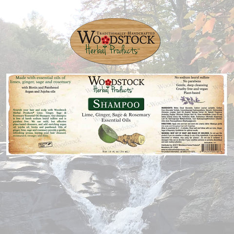 WOODSTOCK HERBAL PRODUCTS Lime, Ginger, Clary Sage, Rosemary Shampoo 16 Ounce