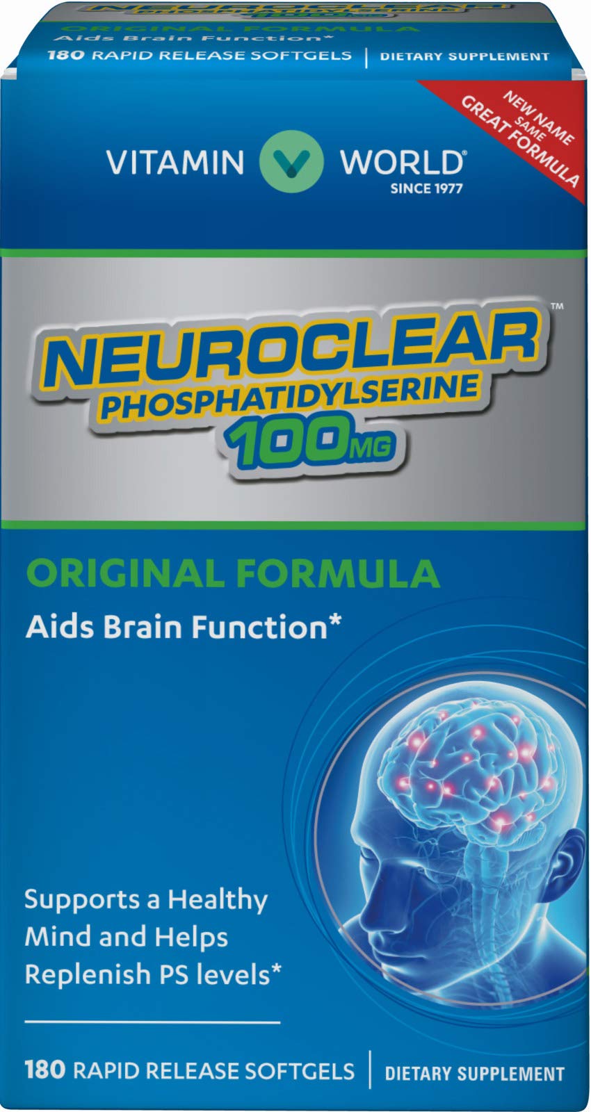 Vitamin World NeuroClear™ Phosphatidylserine 100 mg. 180 Softgels, PS Levels,...