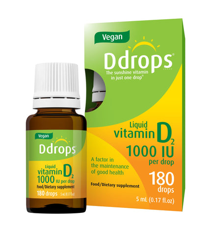 Vegan Ddrops 1000 IU 180 Drops - Daily Vitamin D Liquid - Supports Bone Healt...