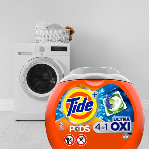 Tide PODS 4 in 1 Ultra Oxi Laundry Detergent Soap Pods, High Efficiency (HE),...