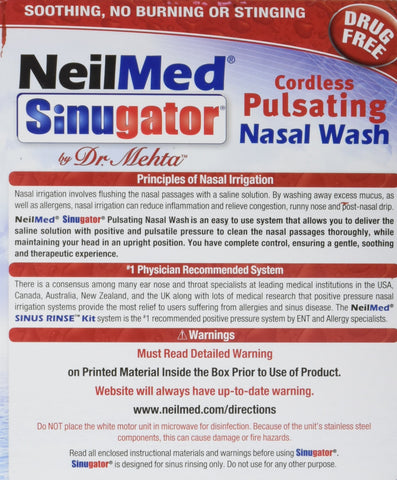 NeilMed Sinugator Cordless Pulsating Nasal Wash with 30 Premixed Packets